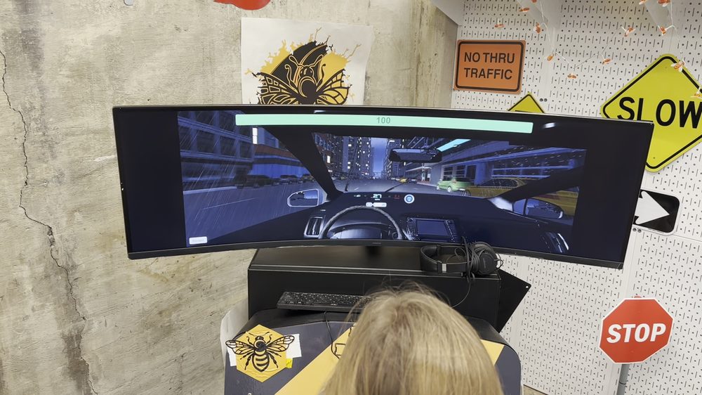 The H.I.V.E driving simulator rig in session